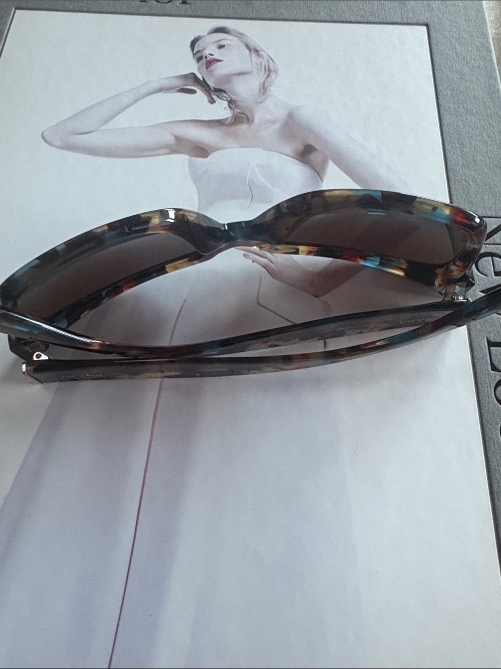 Prada Multicolor Patterned Acetate Sunglasses - Blue, Brown, Gold Accents - Picture 14 of 15